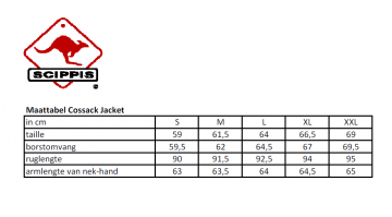 Maattabel scippis cossack jacket 2
